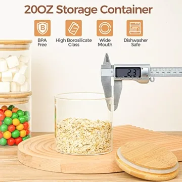 ComSaf 20oz Airtight Glass Food Storage Jars Set