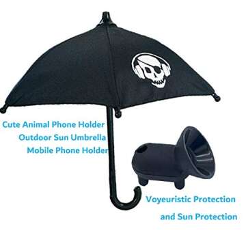 VIVOUNITY Phone Umbrella Suction Cup Stand - Universal Adjustable Piggy Phone Stand Sun Visor, Sun Shade Cover, Sun Shield with Suction Cup Mount Phone Holder