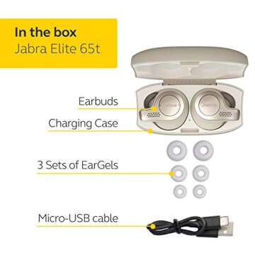 Jabra Elite 65t Earbuds – Alexa Built-in, True Wireless Earbuds with Charging Case, Gold Beige –...