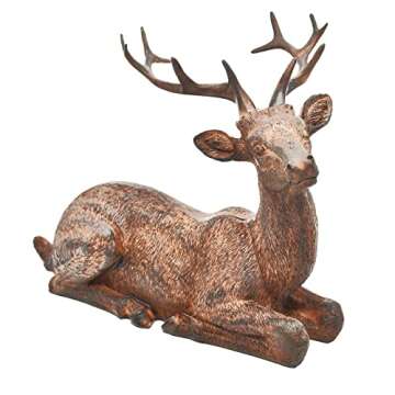 MIYOLO Sitting Deer Figurine Laying Elk Reindeer Statue Resin Home Decor Christmas Indoor Shelf Tabl...
