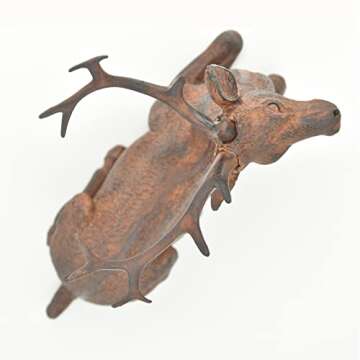 MIYOLO Sitting Deer Figurine Laying Elk Reindeer Statue Resin Home Decor Christmas Indoor Shelf Tabletop Decorations (Rust)