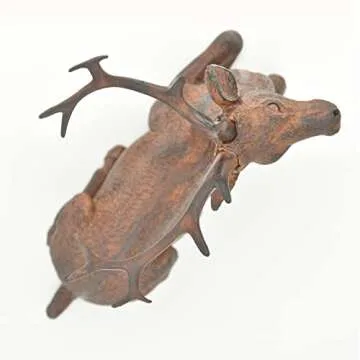 MIYOLO Sitting Deer Figurine Laying Elk Reindeer Statue Resin Home Decor Christmas Indoor Shelf Tabletop Decorations (Rust)