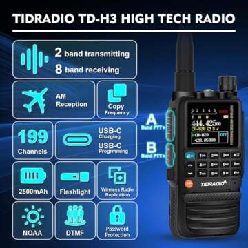 TIDRADIO TD-H3 Ham Radio - Multi-Band Two Way Radio with USB-C Programming & AirBand