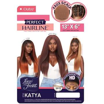 Outre Perfect Hair Line Synthetic 13x6 Faux Scalp Lace Front Wig - KATYA (1 Jet Black)