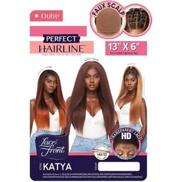 Outre Perfect Hair Line Synthetic 13x6 Faux Scalp Lace Front Wig - KATYA (1 Jet Black)