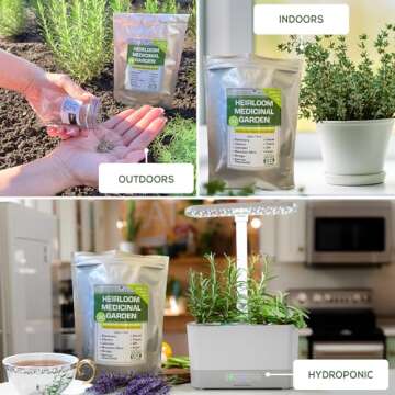 10 Herbal Seeds Variety - Heirloom, Non-GMO Seed Pack for Home Gardening