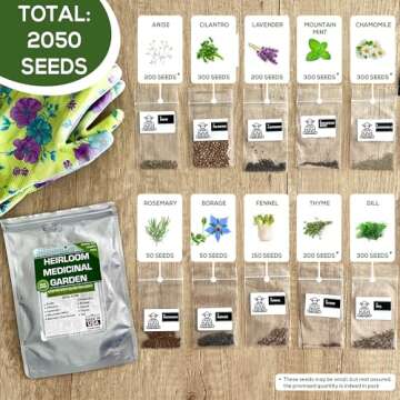 10 Herbal Seeds Variety - Heirloom, Non-GMO Seed Pack for Home Gardening