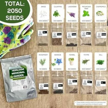 10 Herbal Seeds Variety - Heirloom, Non-GMO Seed Pack for Home Gardening