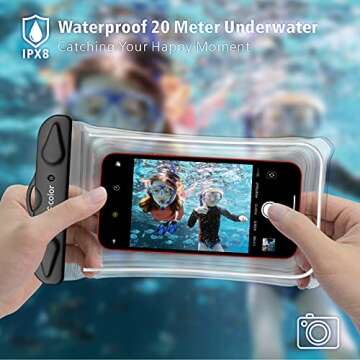 F-Color Waterproof Phone Case, 2 Pack Transparent PVC Waterproof Phone Pouch Dry Bag, Beach Accessor...