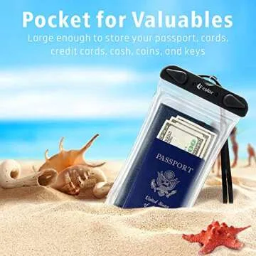 F-Color Waterproof Phone Case, 2 Pack Transparent PVC Waterproof Phone Pouch Dry Bag, Beach Accessories for Vacation Kayaking Camping Snorkeling Cruise, Compatible for iPhone 12 Pro Max XR 8 7 Galaxy