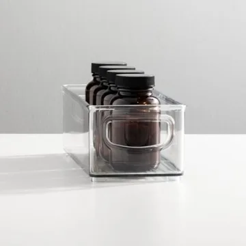 Clear Small Bathroom Storage Container Bins 4 Pack