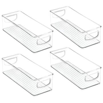 Clear Small Bathroom Storage Container Bins 4 Pack