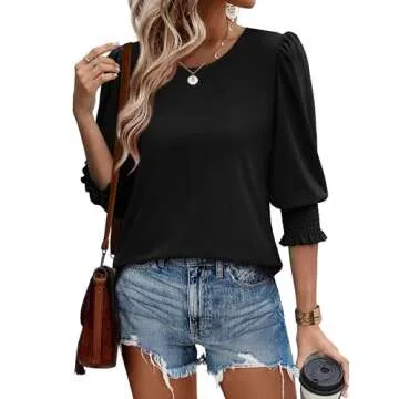 XIEERDUO Women’s Casual 3/4 Sleeve Top - Stylish & Soft