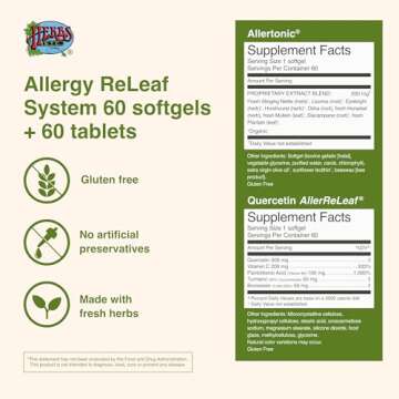Herbs Etc. Allergy ReLeaf System - Seasonal Discomfort Supplement - Supports Sinus Function - 60 Sof...
