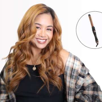 FoxyBae Titanium Rotating Curling Iron - 1.25”/32mm Automatic Hair Curler Wand - Professional Hot Tools W/Temp Control - Locks in Moisture for Soft Curls - Self Curling Hair Curler Iron