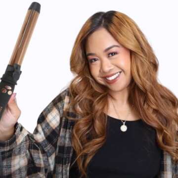 FoxyBae Titanium Rotating Curling Iron - 1.25”/32mm Automatic Hair Curler Wand - Professional Hot Tools W/Temp Control - Locks in Moisture for Soft Curls - Self Curling Hair Curler Iron