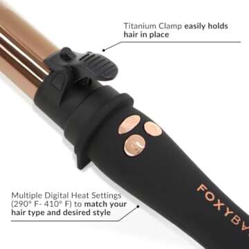 FoxyBae Titanium Rotating Curling Iron - 1.25”/32mm Automatic Hair Curler Wand - Professional Hot Tools W/Temp Control - Locks in Moisture for Soft Curls - Self Curling Hair Curler Iron