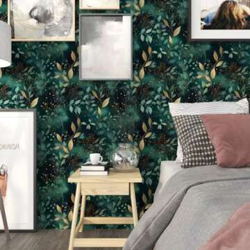 Stylish XRUIBZI Blue Leaf Peel and Stick Wallpaper