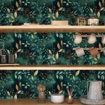 Stylish XRUIBZI Blue Leaf Peel and Stick Wallpaper