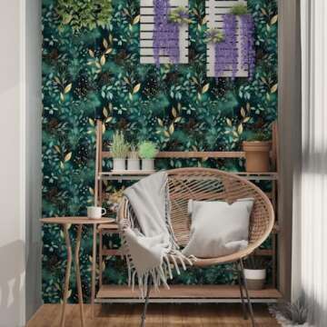 Stylish XRUIBZI Blue Leaf Peel and Stick Wallpaper