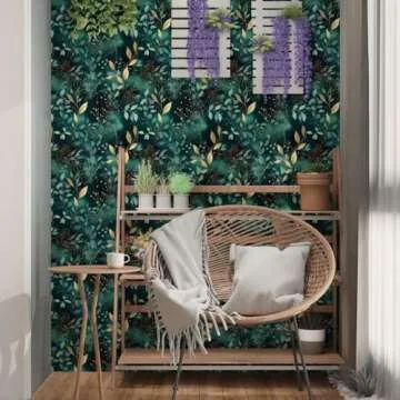 Stylish XRUIBZI Blue Leaf Peel and Stick Wallpaper