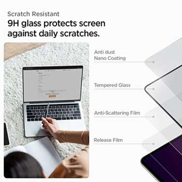 Spigen Tempered Glass Screen Protector [GlasTR Slim] Designed for MacBook Pro 14 inch (M4 / M4 Pro / M4 Pro Max / M3 series / M2 series / M1 series)