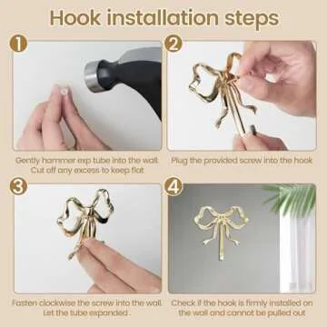 2 Pcs Bow Hook Towel Robe Hook, Decorative Bowknot Hanger Gold Towel Hook Multi-Purpose Bow Shaped Hat Hooks Brass Wall Hook Wall Hanging Towel Hook for Bathroom Bedroom Bathrobe, 3.6 x 3.5 x 0.8 in