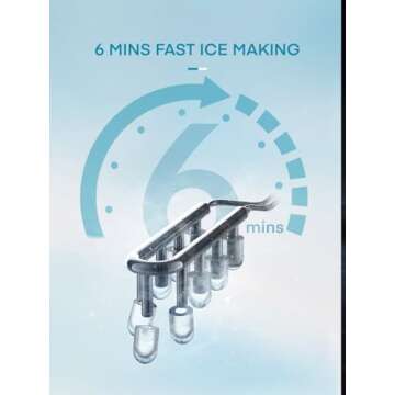 FOHERE Countertop Ice Maker, Portable Ice Machine Self-Cleaning, 9 Cubes in 6 Mins, 28 lbs/24Hrs, 2 ...