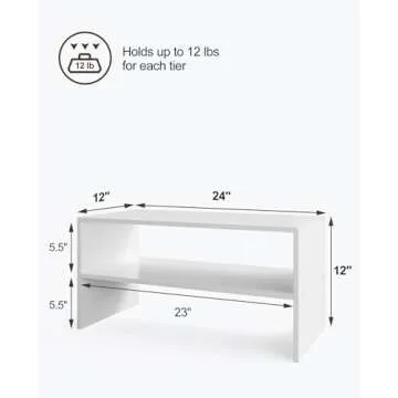 LOWOSA 2-Tier Stackable White Shoe Rack, Wooden 2-Shelf Shoe Organizer Freestanding Shoe Storage Stand for 6-9 Pairs, Perfect for Closet, Entryway, Office Use - White(Pack of 2)