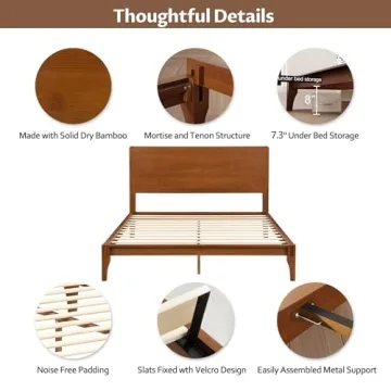 Merax Queen Bamboo Bed Frame - Modern, Easy Assembly