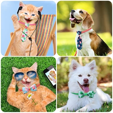 20 Summer Pet Bow Tie Set - Adjustable Ties & Collars