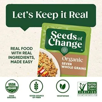 SEEDS OF CHANGE Certified Organic Seven Whole Grains Rice, Organic Food, 8.5 OZ Pouch (Pack of 6)
