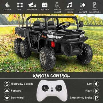 Hikole Kids Electric Ride on Car with 2 Seats and Dump Bed