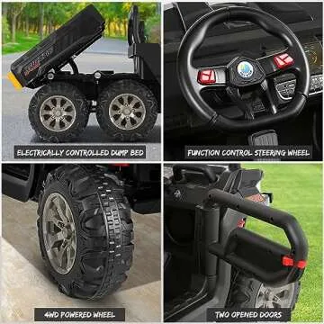 Hikole Kids Electric Ride on Car with 2 Seats and Dump Bed