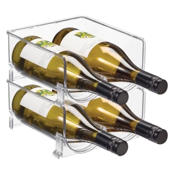 mDesign Stackable Plastic 2 Bottle Refrigerator Wine Rack