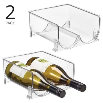 mDesign Stackable Plastic 2 Bottle Refrigerator Wine Rack