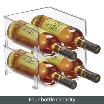 mDesign Stackable Plastic 2 Bottle Refrigerator Wine Rack