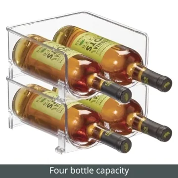mDesign Stackable Plastic 2 Bottle Refrigerator Wine Rack