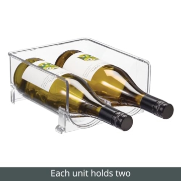 mDesign Stackable Plastic 2 Bottle Refrigerator Wine Rack