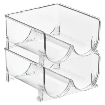 mDesign Stackable Plastic 2 Bottle Refrigerator Wine Rack