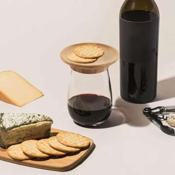 ONRSV 4 PCS Wine Glass Charcuterie Topper, Wine Glass Charcuterie Board Topper, Charcuterie Wine Glass Topper, Bamboo Wine Glass Topper Coasters for Party, Bar, Restaurants, Family Gatherings, Wooden