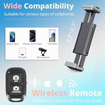 UBeesize 72" Phone Tripod & Selfie Stick, Camera Tripod Stand with Wireless Remote and Phone Holder,Compatible with iPhone Android Phone, Perfect for Selfies/Video Recording/Live Streaming Pink