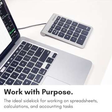 Macally Wired USB C Numeric Keypad for Mac - Work Better - Type C Number Pad for MacBook Pro/Air, iMac, and PC - USB C Wired Number Pad with 5ft Cable and Arrow Keys - 10 Key USB Keypad for Laptop