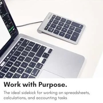 Macally Wired USB C Numeric Keypad for Mac - Work Better - Type C Number Pad for MacBook Pro/Air, iMac, and PC - USB C Wired Number Pad with 5ft Cable and Arrow Keys - 10 Key USB Keypad for Laptop