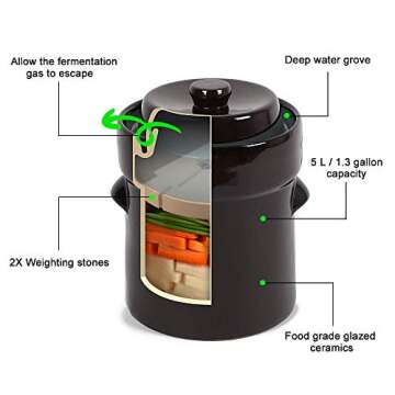 Seeutek Fermentation Crock Jar for Pickling & Kimchi