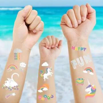 118 PCS Unicorn Rainbow Temporary Tattoos for Kids Fun