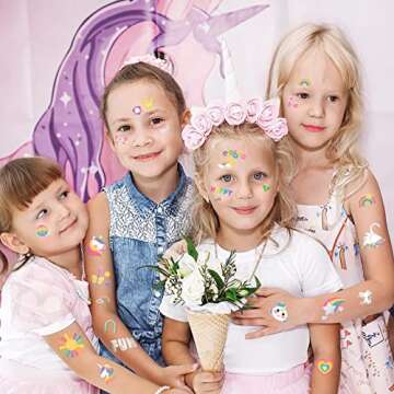 118 PCS Unicorn Rainbow Temporary Tattoo Kids, Glitter Crown Fake Tattoo for Girls’ Party Favors Kids Birthday Supplies Decorations, Princess Tattoos Sticker for Kids 6 7 8 9 10 year