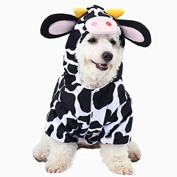 Spooktacular Creations Pet Dog Milk Cow Costume with 3D Cow Hood for Halloween Dress-up Party, Pet C...