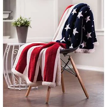 Chanasya Premium US Flag Sherpa Throw Blanket