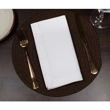 PurpleEssences Set of 12 Hemstitch Cloth Dinner Napkins 100% Cotton - Soft Durable Washable - Ideal for Wedding Spring Summer Easter - Perfect Everyday Use Table Linen 18x18 - White